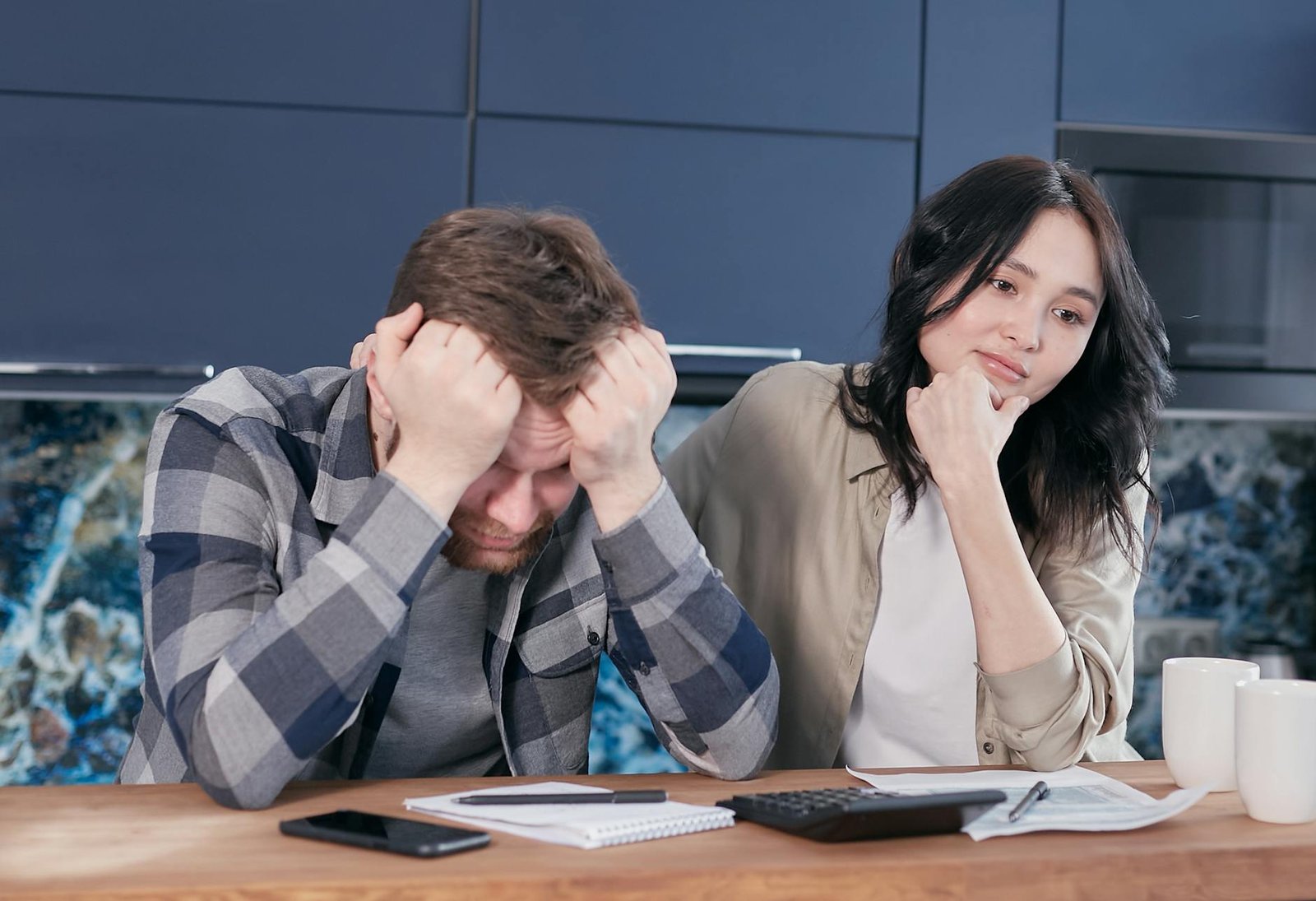 Couple reviewing financial documents